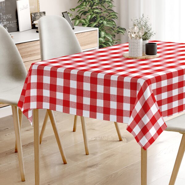 Goldea față de masă 100% bumbac kanafas - carouri mari roșii și albe 40 x 40 cm