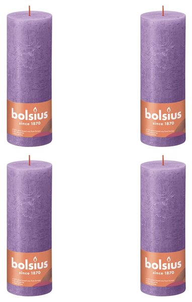 Bolsius Lumânări bloc rustice Shine, 4 buc., violet vibrant, 190x68 mm 103668850355