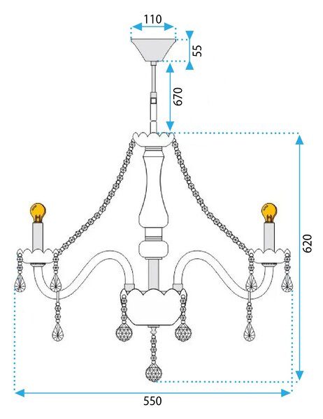 Candelabru cu lampă de cristal 392183
