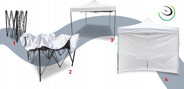 Pavilion Gradina, Pliabil, 3 x 3 m, 3 Pereti, Alb
