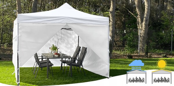 Pavilion Gradina, Pliabil, 3 x 3 m, 3 Pereti, Alb