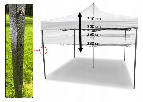 Pavilion Gradina, Pliabil, 3 x 3 m, 3 Pereti, Alb