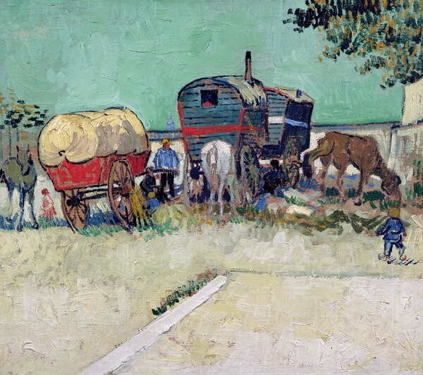 Vincent van Gogh - Artă imprimată The Caravans, Gypsy Encampment near Arles, 1888, (40 x 35 cm)