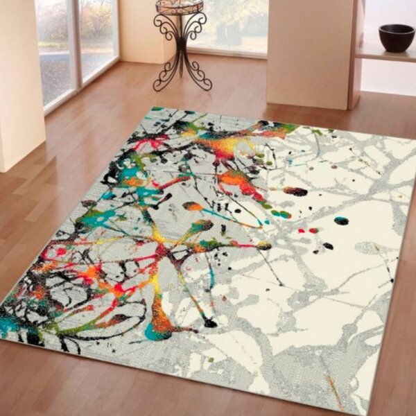 Covor Abstract 11187-190, Marime 80 x 150 cm, Gri, Inaltime Fir 9 mm, Antialergic, Polipropilena, Living, Dormitor, Sufragerie, Birou 80 x 150