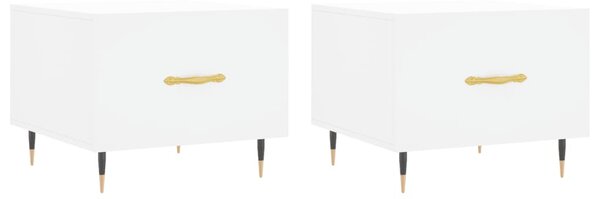Măsuțe de cafea, 2 buc., alb, 50x50x40 cm, lemn compozit