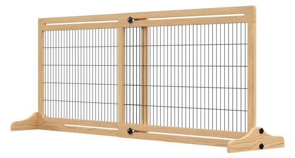 PawHut Poarta Extra Lata Independenta de 183x36x70cm pentru Animale de Companie, cu Lungime Reglabila, Bariere pentru Casa, Usa, Hol, Natur