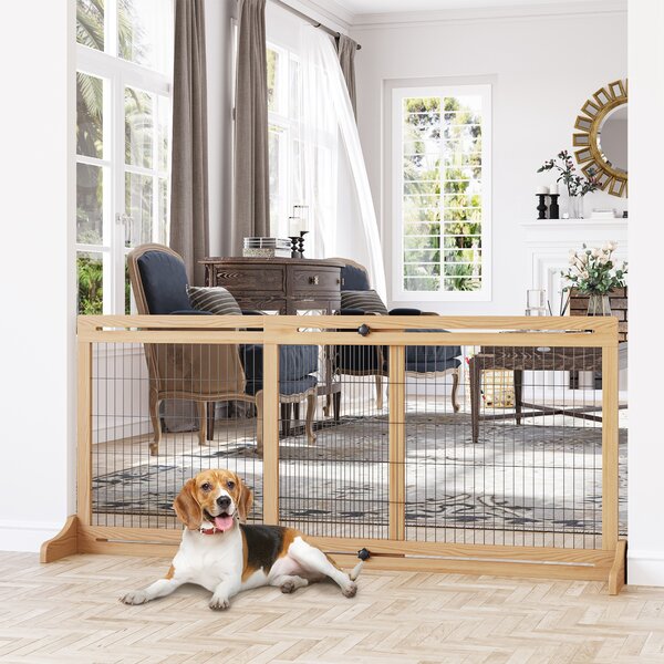 PawHut Poarta Extra Lata Independenta de 183x36x70cm pentru Animale de Companie, cu Lungime Reglabila, Bariere pentru Casa, Usa, Hol, Natur