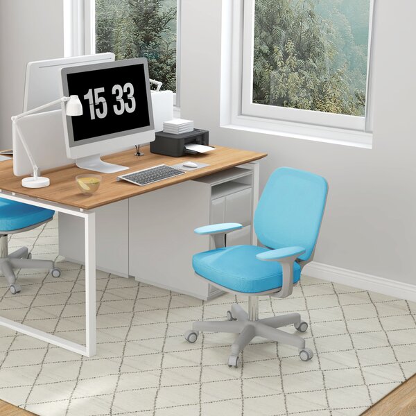 Vinsetto Scaun Birou Ergonomic cu Înălțime Reglabilă, Scaun Rotativ și Respirabil cu Înclinare, 55x48x82.5-94.5 cm, Albastru | Aosom Romania