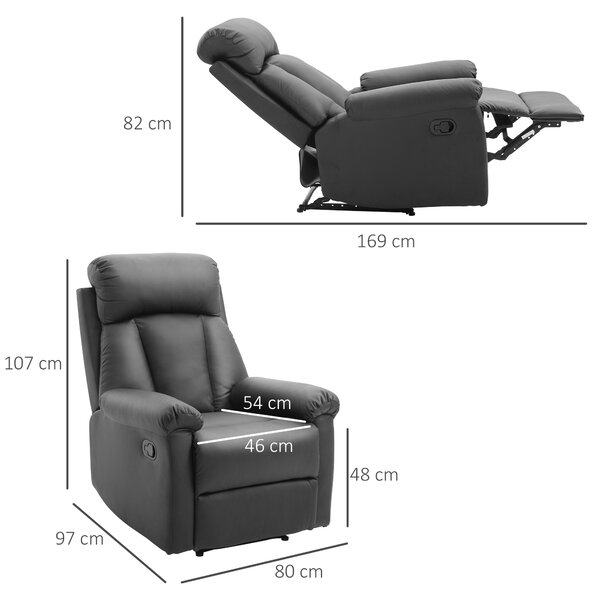 Fotoliu Relax Rabatabil cu Captuseala Ergonomica si Spatar Reglabil si Rabatabil 80×97×107cm Negru HOMCOM | Aosom RO