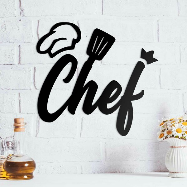 DUBLEZ | Inscripție din lemn pentru peretele din bucătărie - Chef