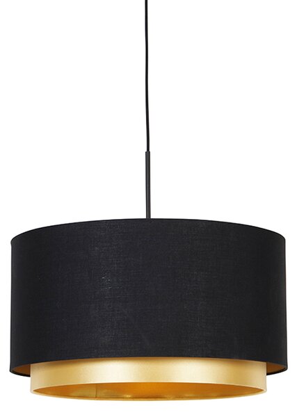Lampă suspendată modernă neagră cu abajur duo auriu de 47 cm - Combi