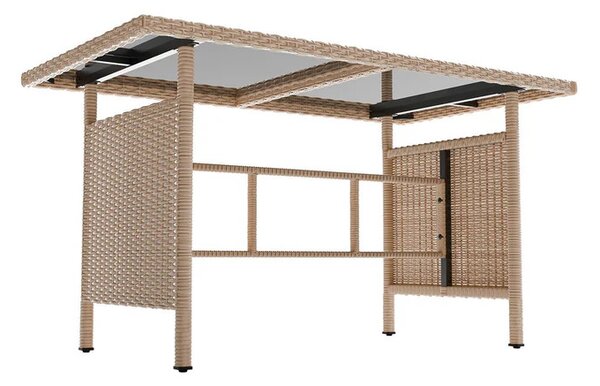 Juskys Set de grădină din ratan Manacor - crem/perne bej