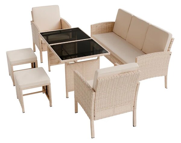 Juskys Set de grădină din ratan Turin - crem