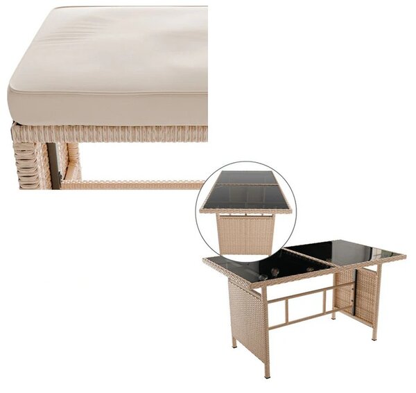 Juskys Set de grădină din ratan Turin - crem