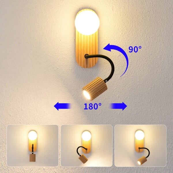 Brilagi - Lampă de perete MODERN WOOD, 1xG9/5W/230V + 1xGU10/8W, lemn