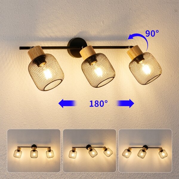 Brilagi - Aplica spot BASKLITE 3xE27/15W/230V lemn/negru