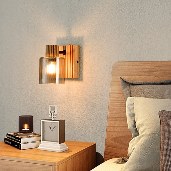 Brilagi - Aplică de perete cu spot HYGGE 1xE14/15W/230V, lemn/fumuriu