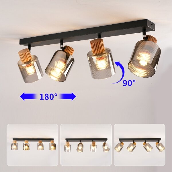Brilagi - Plafonieră HYGGE cu 4 spoturi, 4xE14/15W/230V, negru/fumuriu