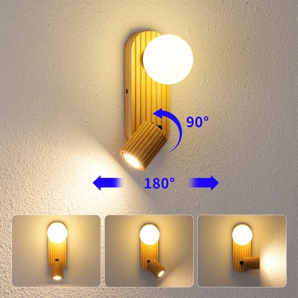 Brilagi - Aplică de perete cu spot MODERN WOOD 1xG9/5W/230V+1xGU10/8W lemn
