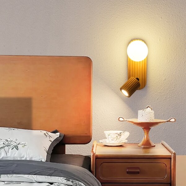 Brilagi - Aplică de perete cu spot MODERN WOOD 1xG9/5W/230V+1xGU10/8W lemn