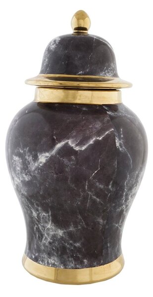 Vaza cu capac Black Elegance din portelan 17x 32 cm
