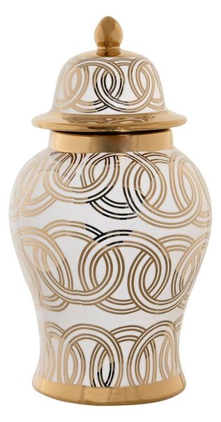 Vaza cu capac Gold Elegance din portelan 17x31 cm