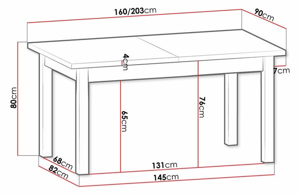 Masă Ferdore 115Pin Anderson, Stejar lefkas, 8x9x16cm, ExtensieExtensie, PAL laminat, Lemn