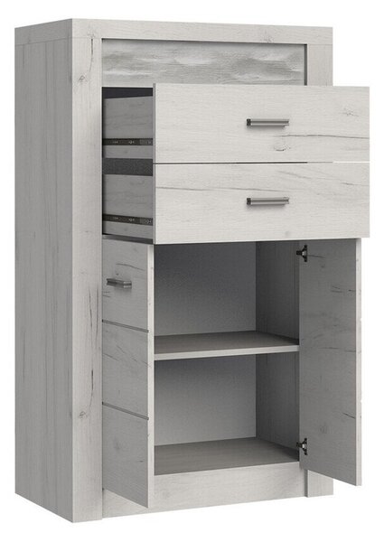 Comodă Serfeno 103Cenușă, Cu sertare și uși, 13x8x4cm