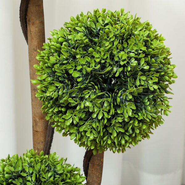 HOMCOM Set 2 Plante de Buxus Artificiale cu 3 Sfere, cu Ghiveci și Bază Întărită, Înălțime 90 cm, pentru Interior și Exterior | Aosom Romania