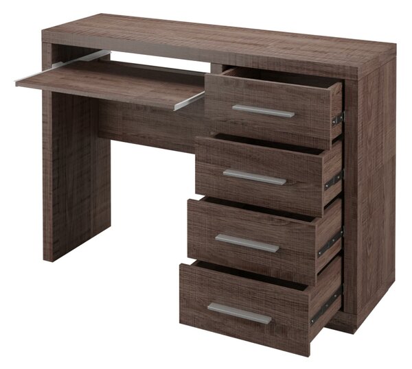 Birou Fiomeri 120Cu un raft pentru tastatură, Cu sertare, 8x12x6cm, Stejar Santana