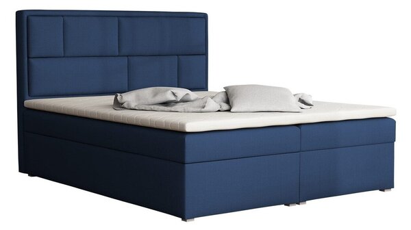 Pat boxspring Pomona 115Boxspring, Dublu, Albastru, 140x200, Tapiterie, Somiera patSomiera pat, 14x22x12cm