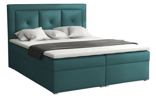 Pat boxspring Pomona 113Dublu, Boxspring, Turcoaz, 140x200, Tapiterie, Somiera patSomiera pat, 14x22x12cm