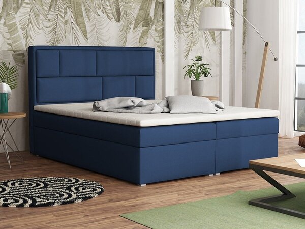 Pat boxspring Pomona 115Boxspring, Dublu, Albastru, 140x200, Tapiterie, Somiera patSomiera pat, 14x22x12cm