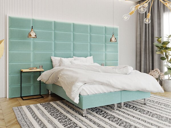 Pat boxspring Logan 104Boxspring, Dublu, Turcoaz, 140x200, Tapiterie, Somiera patSomiera pat, 36x20x21cm