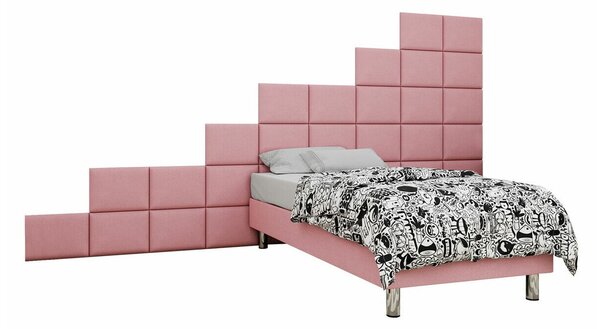 Pat boxspring Logan 106Boxspring, Single, Roze, 120x200, Tapiterie, Somiera patSomiera pat, 36x20x18cm