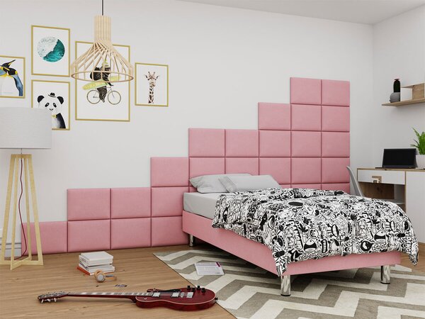 Pat boxspring Logan 106Boxspring, Single, Roze, 120x200, Tapiterie, Somiera patSomiera pat, 36x20x18cm