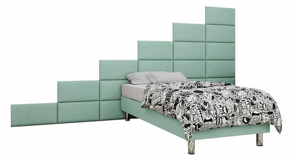 Pat boxspring Logan 107Boxspring, Single, Turcoaz, 120x200, Tapiterie, Somiera patSomiera pat, 36x20x18cm