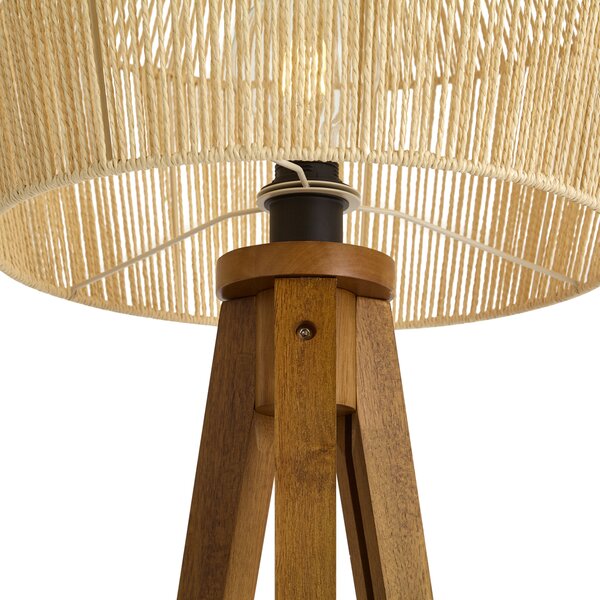 Lampă de podea din lemn vintage cu abajur din sfoară de hârtie maro 50/50/30 - Trepied Clasic