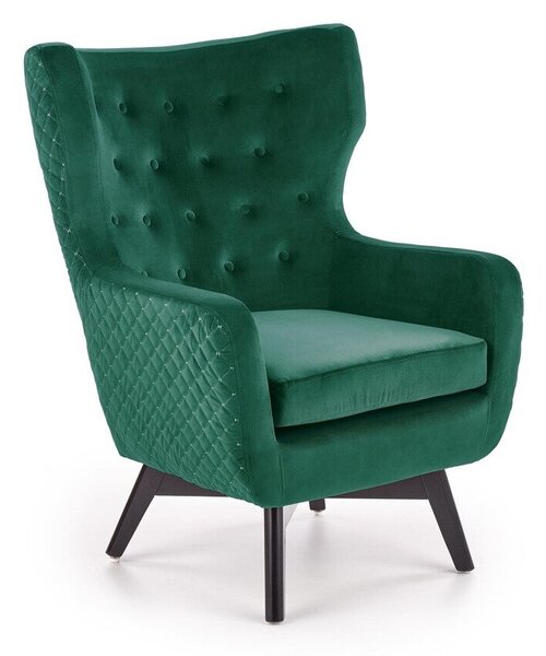 Fotoliu Houston 836, Verde închis, Negru, Tapiterie, 103x75x83cm, 18.5 kg