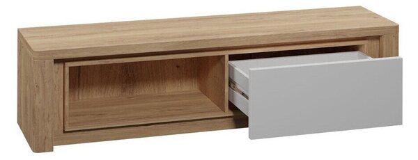 Comodă TV Etrmona 108Ribbeck stejar, Alb lucios, 16x4x4cm