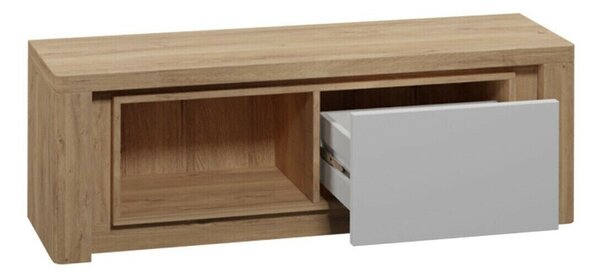 Comodă TV Etrmona 109Ribbeck stejar, Alb lucios, 12x4x4cm