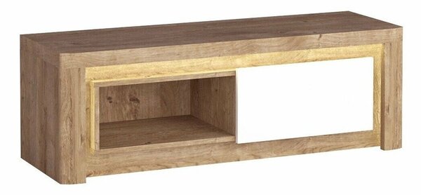 Comodă TV Etrmona 109Ribbeck stejar, Alb lucios, 12x4x4cm