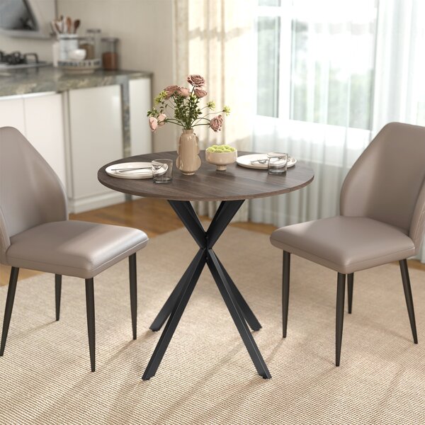 HOMCOM Masă Da Dining Rotund Stil Industrial Con Picioare în X Ø80x75 cm | Aosom Romania