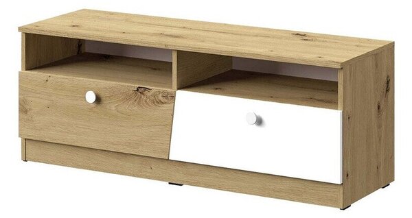 Comodă TV Almira 107Alb, Stejar artizan, 12x5x4cm