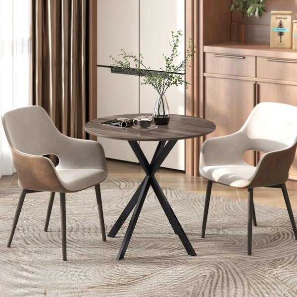 HOMCOM Masă Da Dining Rotund Stil Industrial Con Picioare în X Ø80x75 cm | Aosom Romania