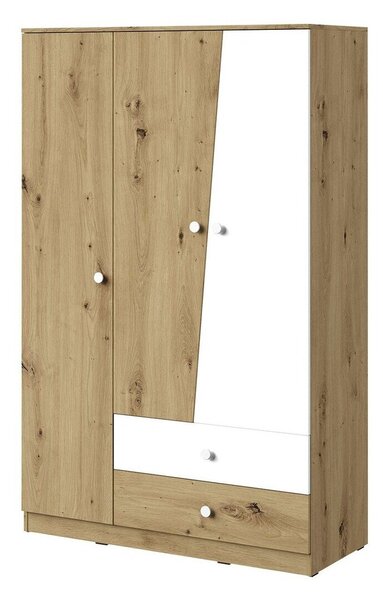 Dulap Almira 102Stejar artizan, Alb, 19x12x5cm, Uși dulapUși dulap: Cu balamale