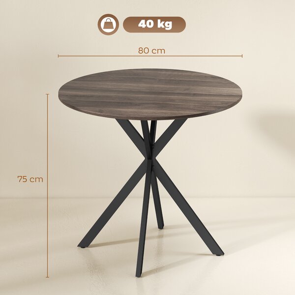 HOMCOM Masă Da Dining Rotund Stil Industrial Con Picioare în X Ø80x75 cm | Aosom Romania