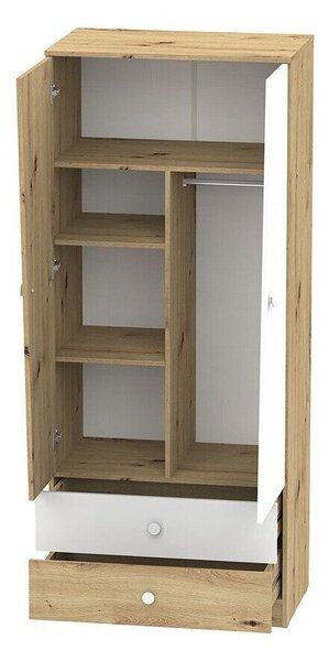 Dulap Almira 100Stejar artizan, Alb, 19x8x5cm, Uși dulapUși dulap: Cu balamale
