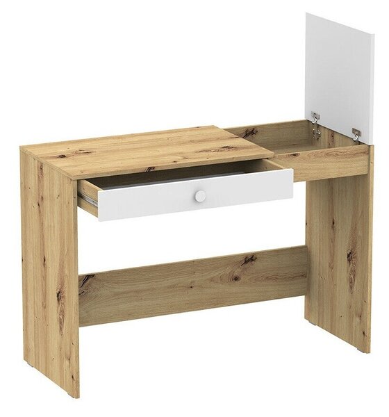 Birou Almira 109Cu ușă, Cu sertare, 8x12x5cm, Stejar artizan, Alb