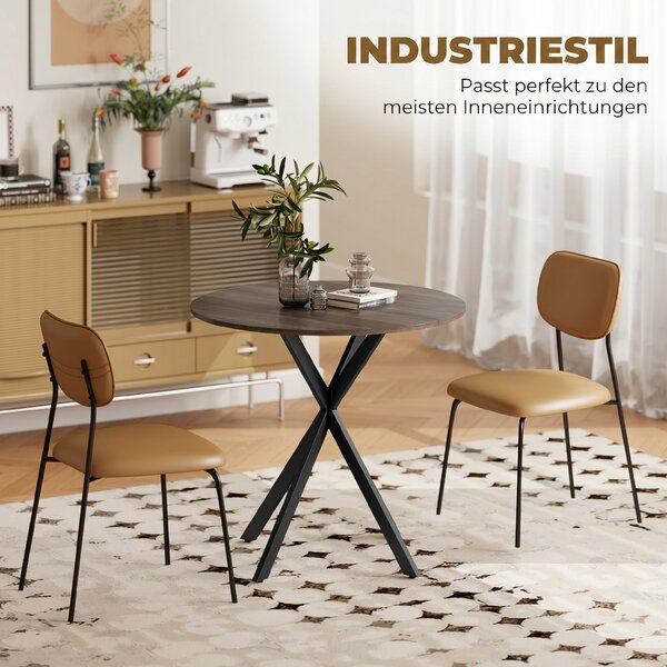 HOMCOM Masă Da Dining Rotund Stil Industrial Con Picioare în X Ø80x75 cm | Aosom Romania